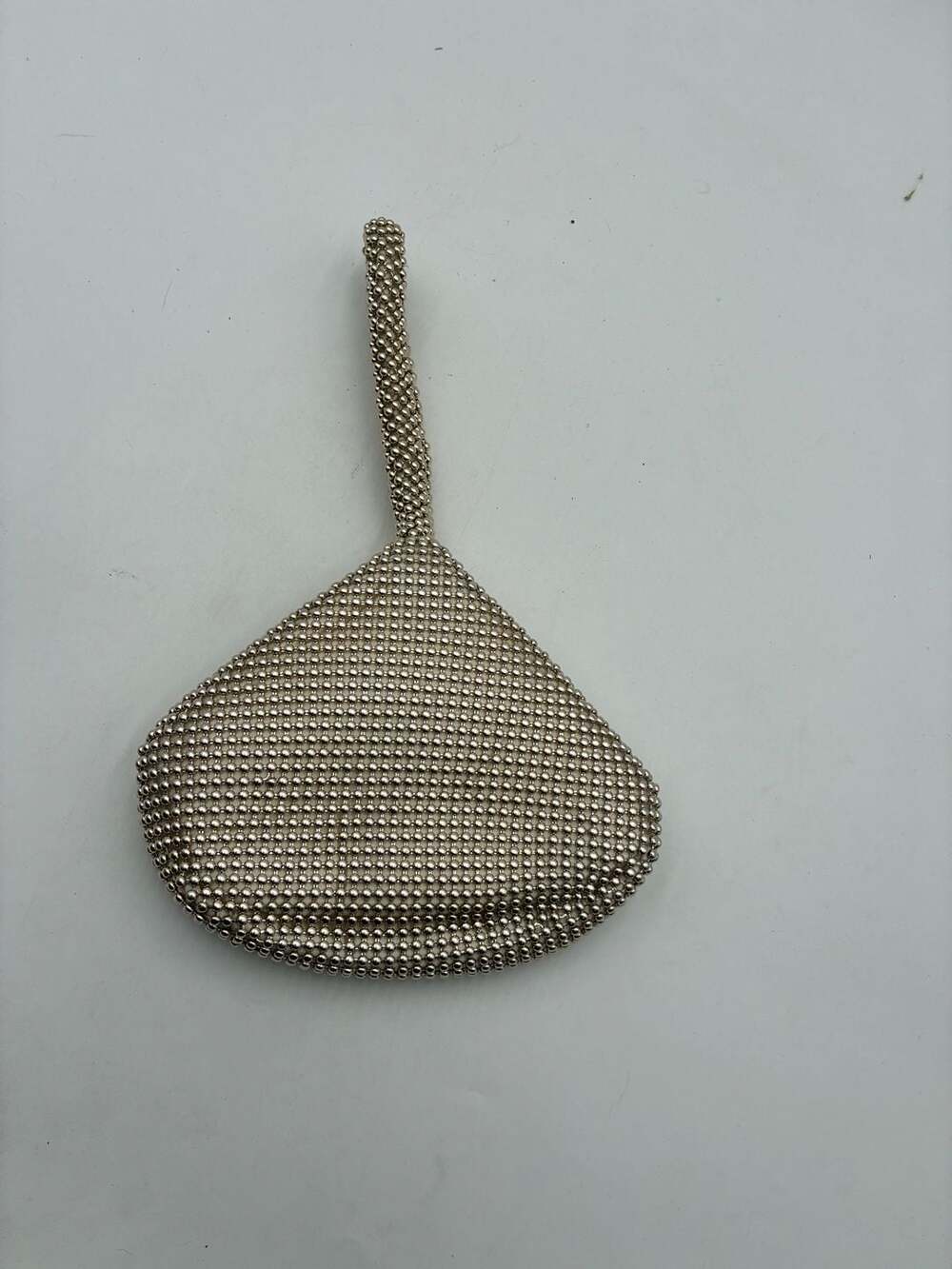 Vintage Silver Tone Beaded Wristlet Evening Bag